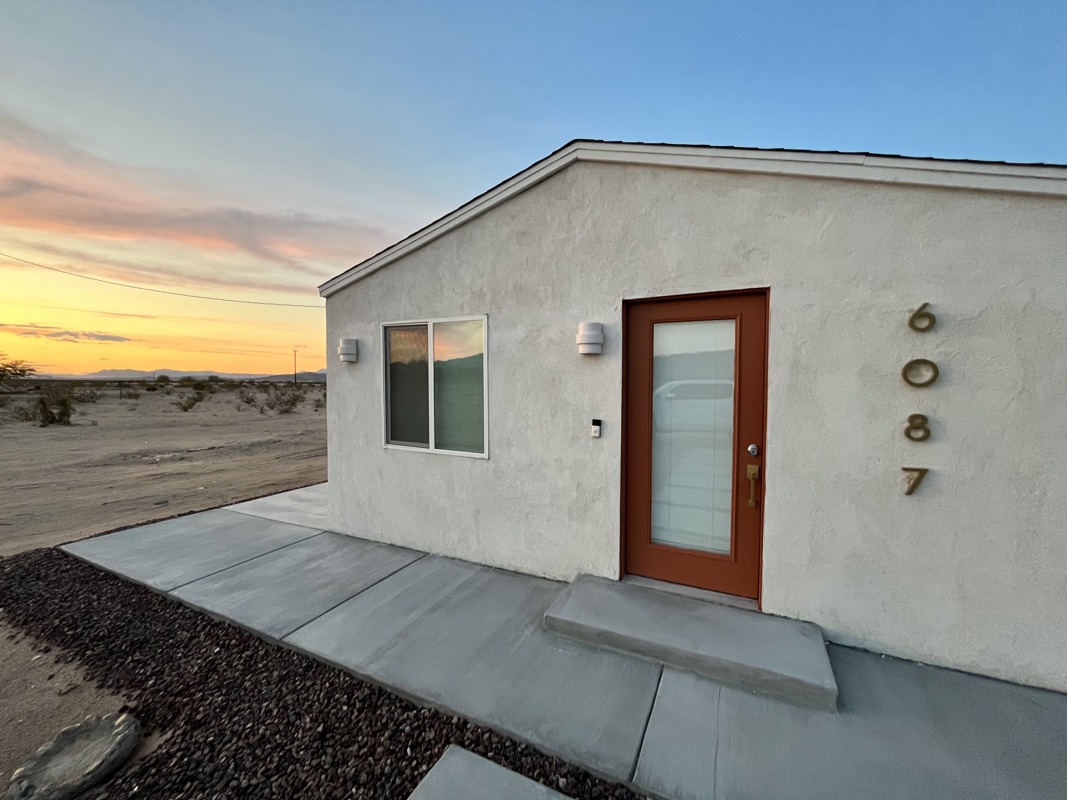 El Bohio boho desert retreat near Joshua Tree National Park at sunset
